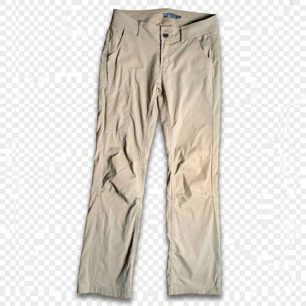 prAna Hiking Pants Size 4 Khaki Nylon Stretch Outdoor Casual Utility - Picture 2 of 10